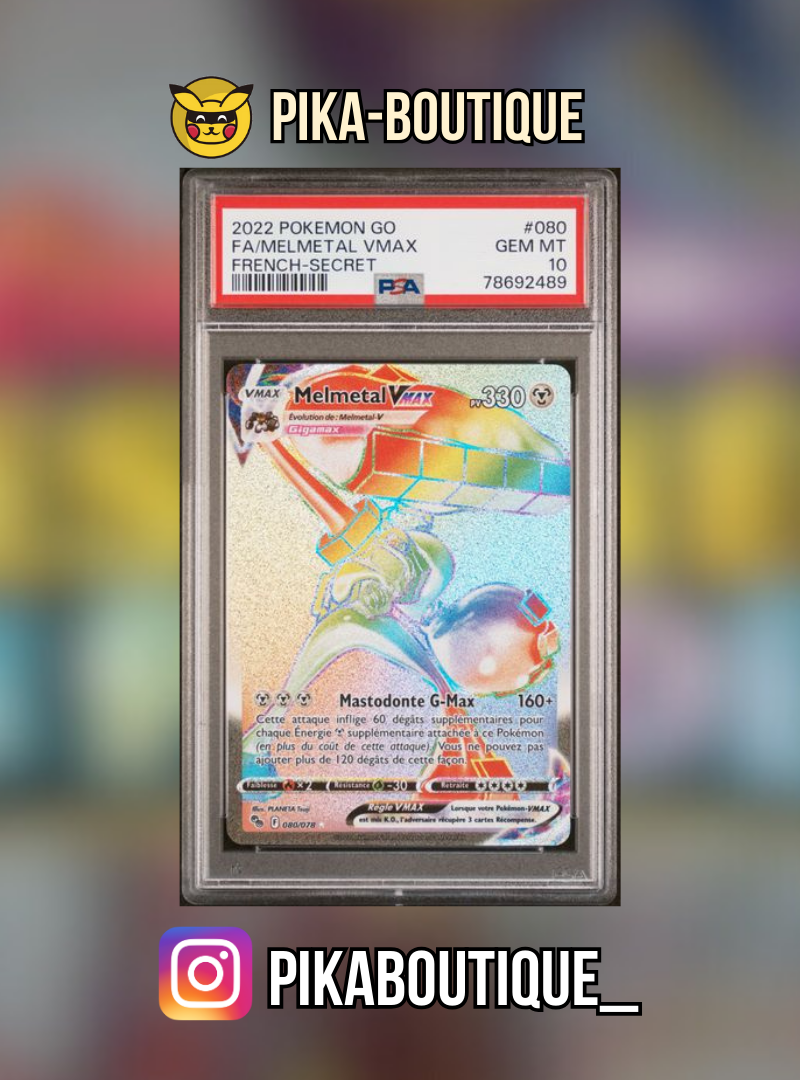 080 - PSA10 MELMETAL VMAX RAINBOW - Carte gradée -