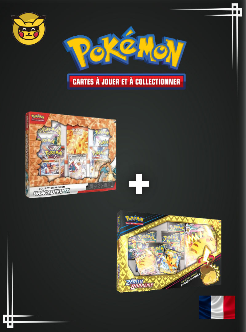 Lot Coffret Dracaufeu Premium EX + Coffret Pikachu Vmax